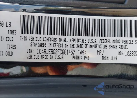 2015 Jeep Grand Cherokee Limited из США, поврежденный, VIN 1C4RJEBG2FC681457